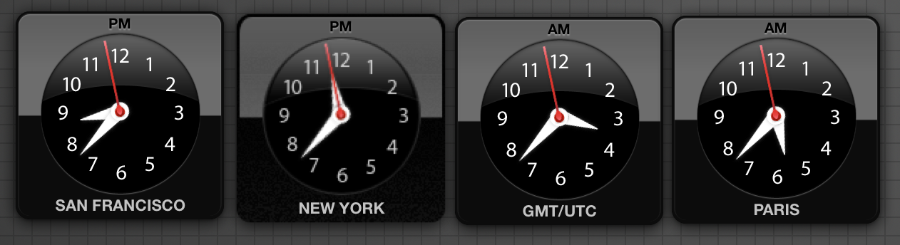 My dashboard clock widgets